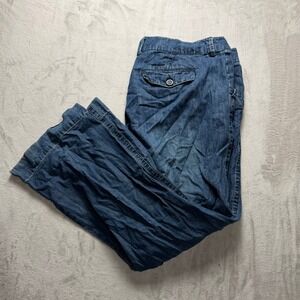 Natural reflections Wide Leg Cropped Pants Blue Cotton Blend Women's Size 16